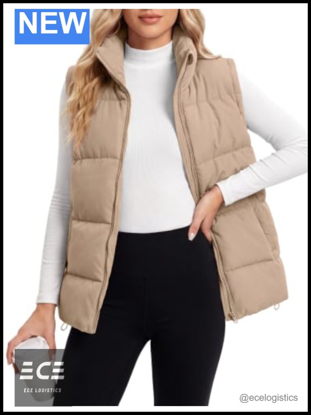 Womens Puffer Vest Sleeveless Quilted Padded Jacket Zip Up Warm